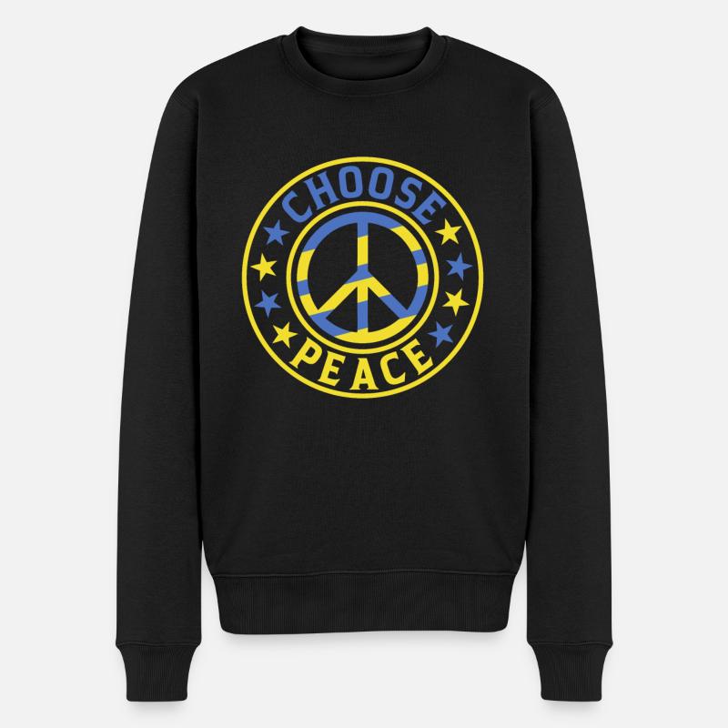 Wählen Sie Peace Save Ukraine Ukrainische Flaggenunterstützung - Männer Premium Bio Pullover - Schwarz