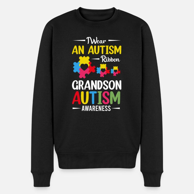 Ich trage ein Autismus-Band Enkel Autismus Bewusstsein - Männer Premium Bio Pullover - Schwarz