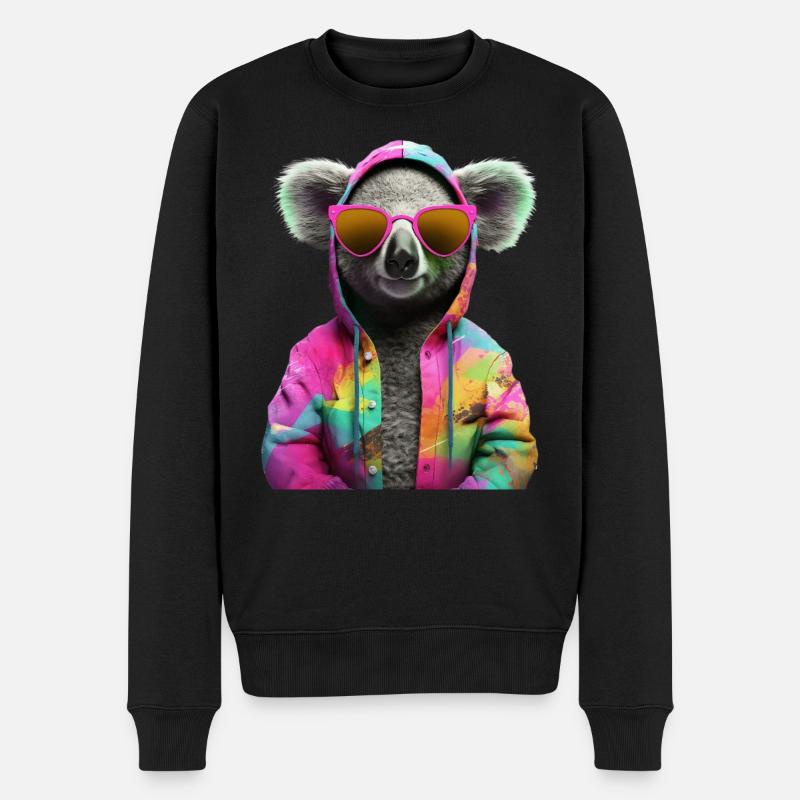 Koala mit Sonnenbrille Bunt Coole Koalabär - Männer Premium Bio Pullover - Schwarz