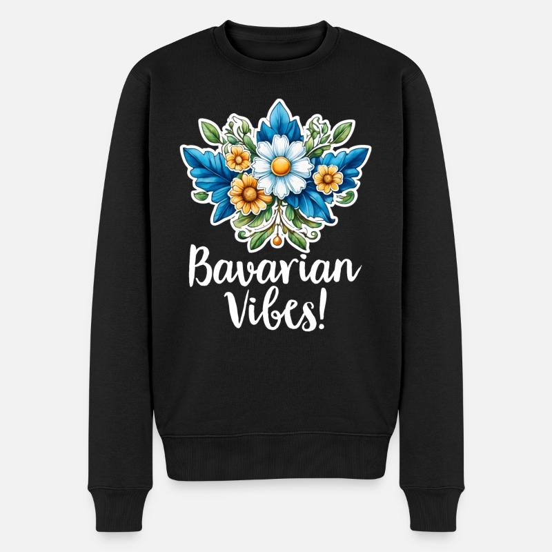 BAVARIAN VIBES BLUMENSTRAUSS - Männer Premium Bio Pullover - Schwarz