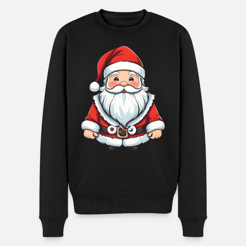 Comic Weihnachtsmann - Männer Premium Bio Pullover - Schwarz