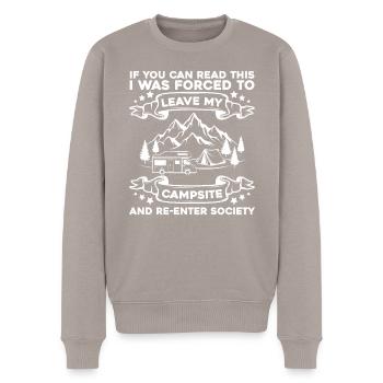 Camping Campen Zeltplatz Zelten - Männer Premium Bio Pullover - Taupe - Vorne - Nico (187cm)