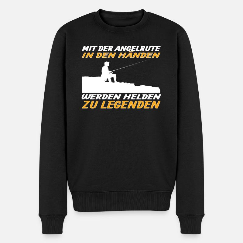Angler Geschenkidee Hobby Angeln - Männer Premium Bio Pullover - Schwarz