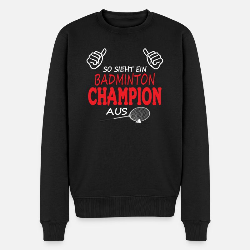 Badminton Spieler Geschenkidee Design - Männer Premium Bio Pullover - Schwarz