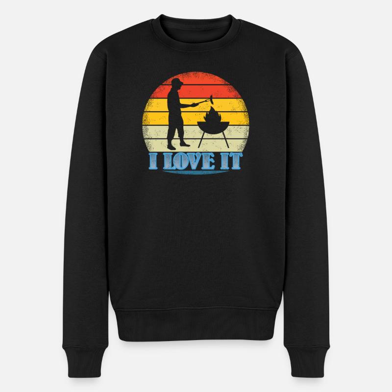 Grillen und Camper Geschenkidee - Männer Premium Bio Pullover - Schwarz