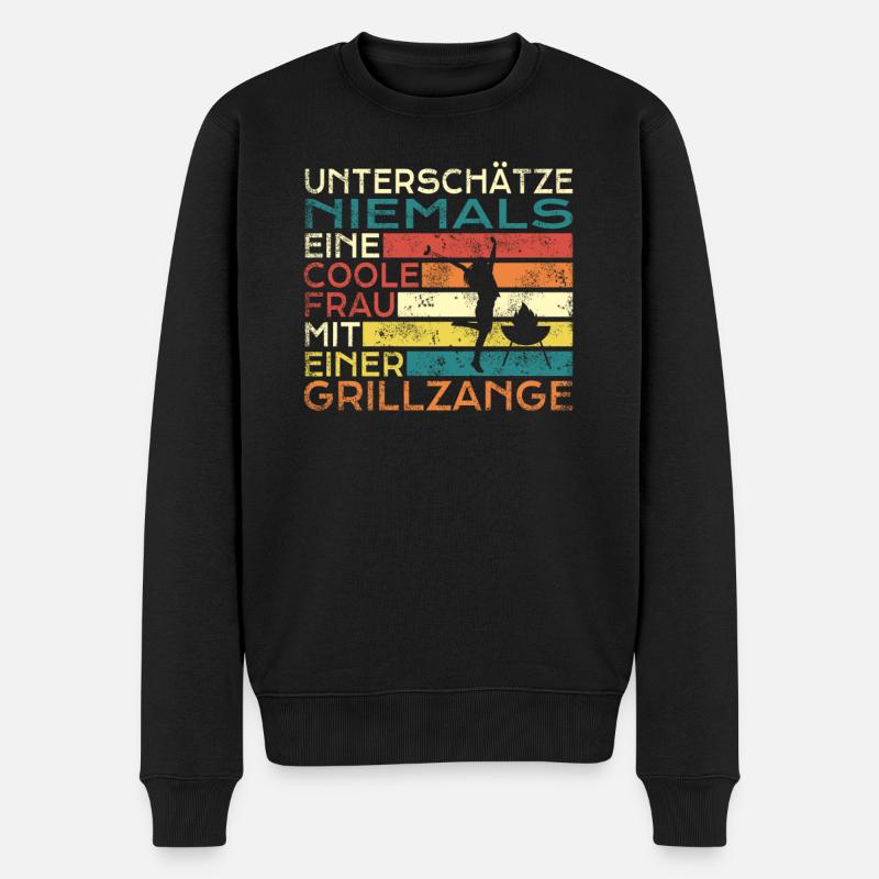 Grillen und Camper Geschenkidee - Männer Premium Bio Pullover - Schwarz