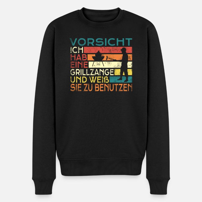 Grillen und Camper Geschenkidee - Männer Premium Bio Pullover - Schwarz