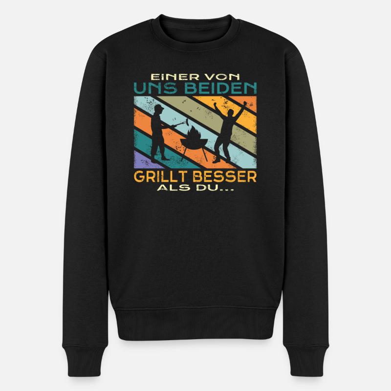 Grillen und Camper Geschenkidee - Männer Premium Bio Pullover - Schwarz