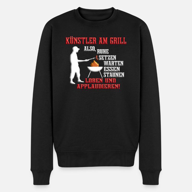 Grillen und Camper Geschenkidee - Männer Premium Bio Pullover - Schwarz