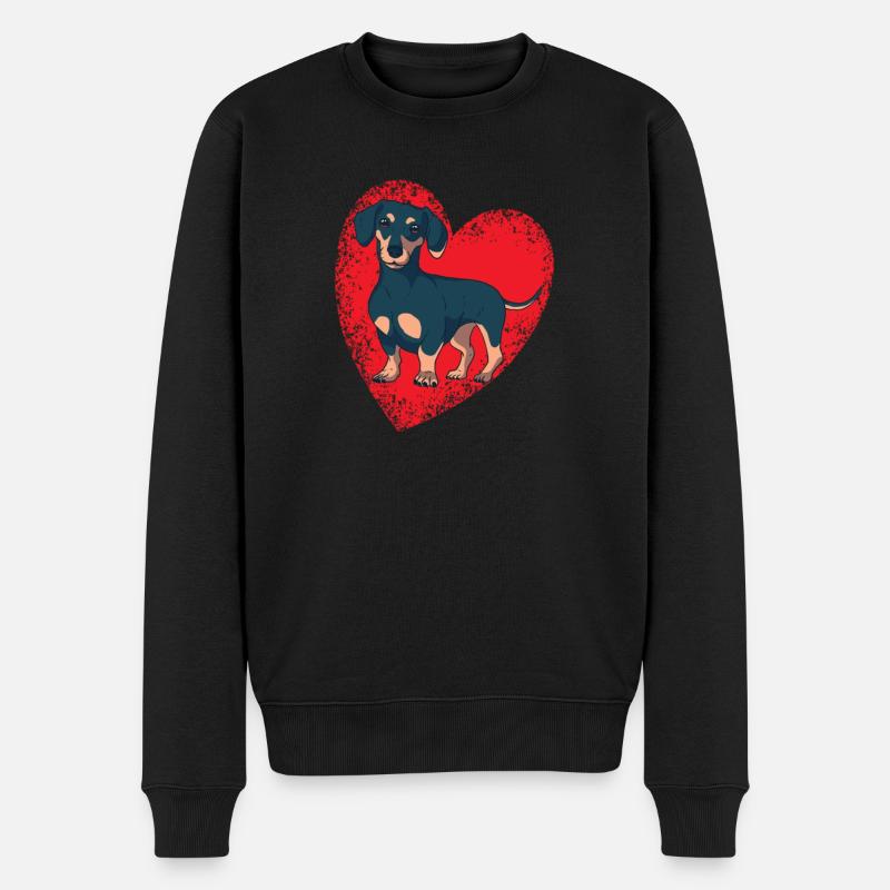 Hund Dackel Hundebesitzer Gechenkidee - Männer Premium Bio Pullover - Schwarz