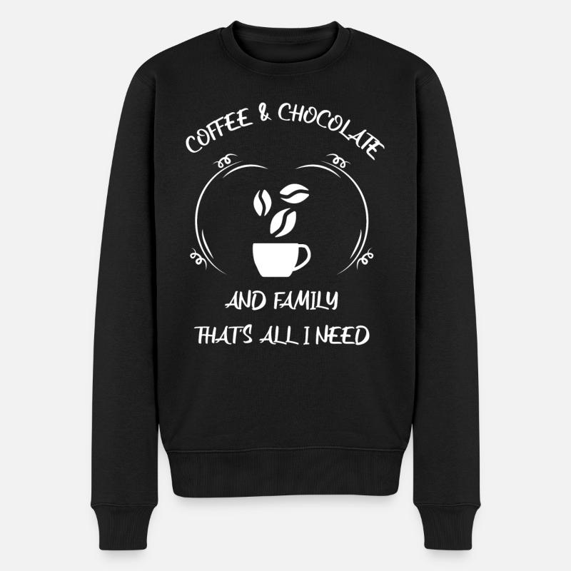 Kaffee Espresso Käffchen & Schokolade - Männer Premium Bio Pullover - Schwarz