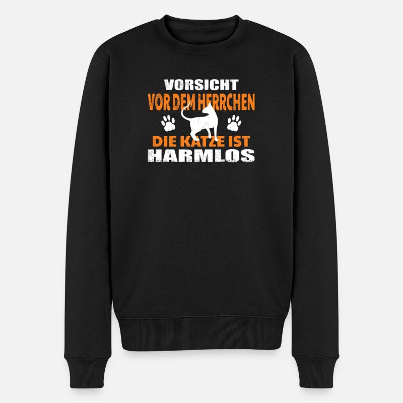 Katzenfreund, Katzenzubehör Geschenk - Männer Premium Bio Pullover - Schwarz
