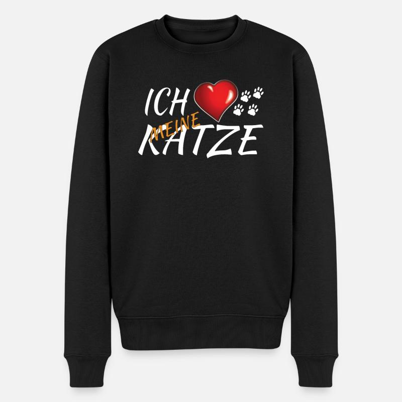 Katzenfreund, Katzenzubehör Geschenk - Männer Premium Bio Pullover - Schwarz