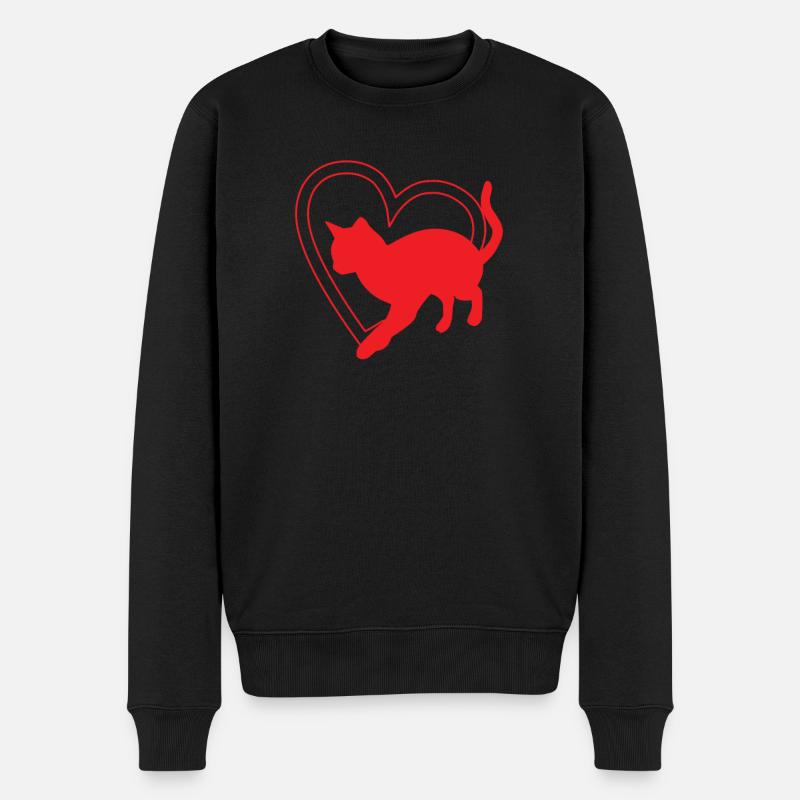 Katzenfreund, Katzenzubehör Geschenk - Männer Premium Bio Pullover - Schwarz