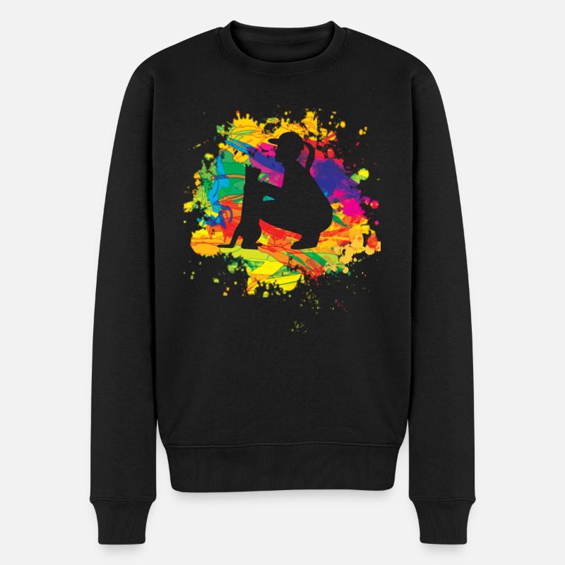 Katzenfreund, Katzenzubehör Geschenk - Männer Premium Bio Pullover - Schwarz