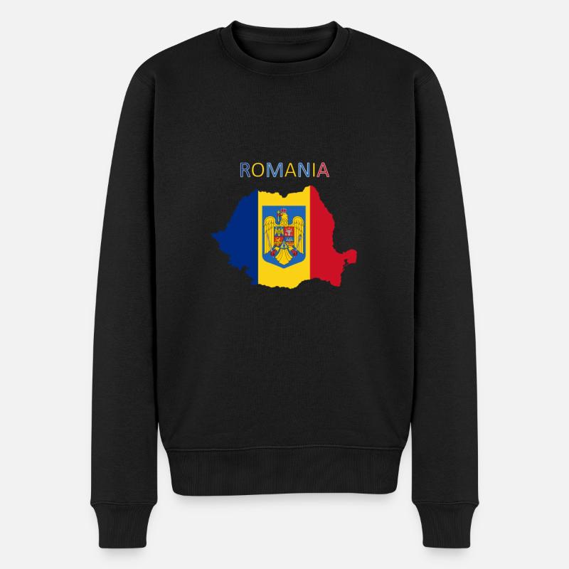 Rumänien Flagge - Kunstdesign - Männer Premium Bio Pullover - Schwarz