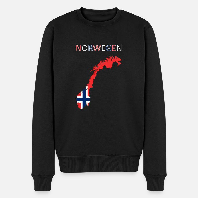 Norwegen Landkarte Oslo Bergen - Männer Premium Bio Pullover - Schwarz