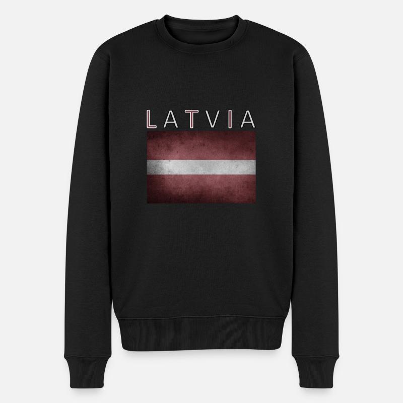 Lettonie Lettonie Riga Drapeau - Pull Premium bio Homme - noir