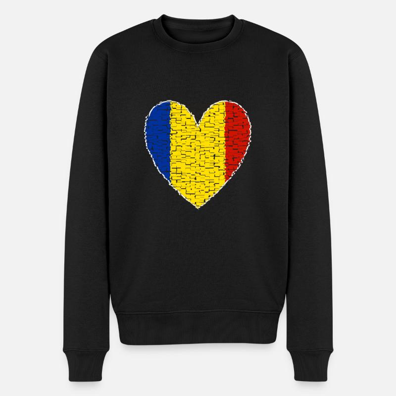 Conception d’Art Coeur Roumanie - Pull Premium bio Homme - noir
