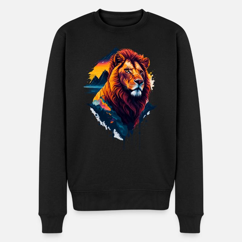 Illustration abstraite du lion - Pull Premium bio Homme - noir