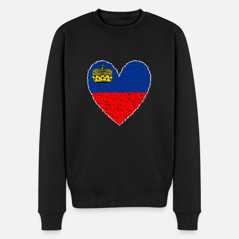 Drapeau du Liechtenstein Coeur Vaduz - Pull Premium bio Homme - noir