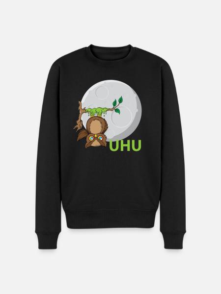 Uhu Eule Vogel Kleber - Männer Premium Bio Pullover - Schwarz