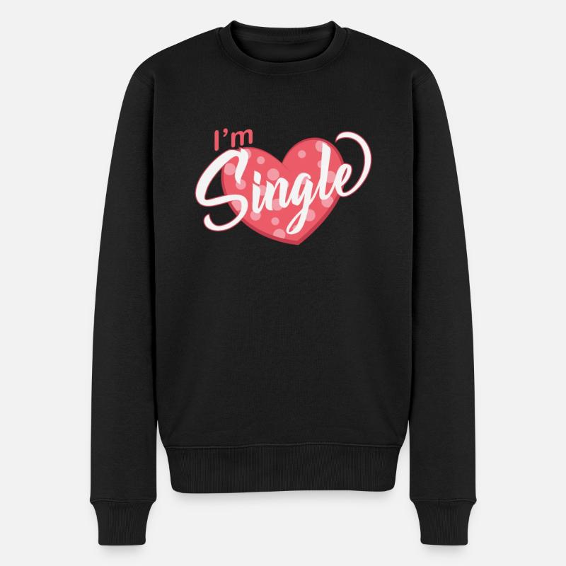 I´m Single mit Herz, bereit für Flirts - Männer Premium Bio Pullover - Schwarz