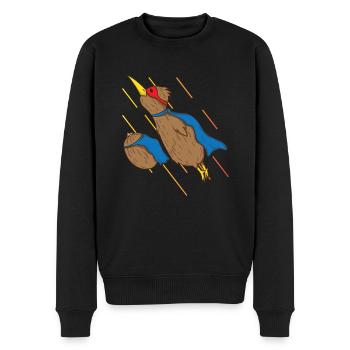 Oiseau kiwi et kiwi volent comme des super-héros - Pull Premium bio Homme - noir - Devant - Nico (187cm)