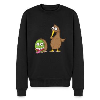 Oiseau kiwi et fruit kiwi - Pull Premium bio Homme - noir - Devant - Nico (187cm)