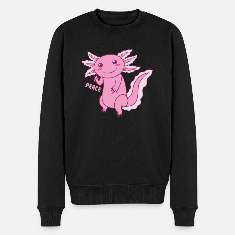 Axolotl "PEACE" - Männer Premium Bio Pullover - Schwarz
