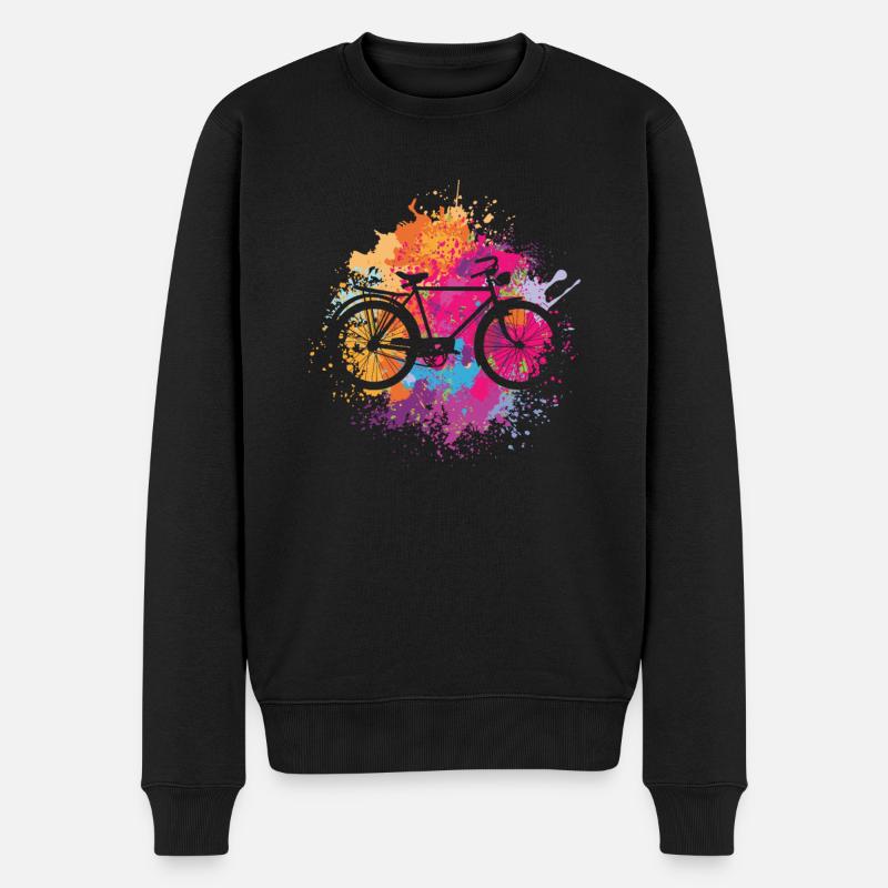 Vintage Fahrrad mit Farbklecksen - Männer Premium Bio Pullover - Schwarz