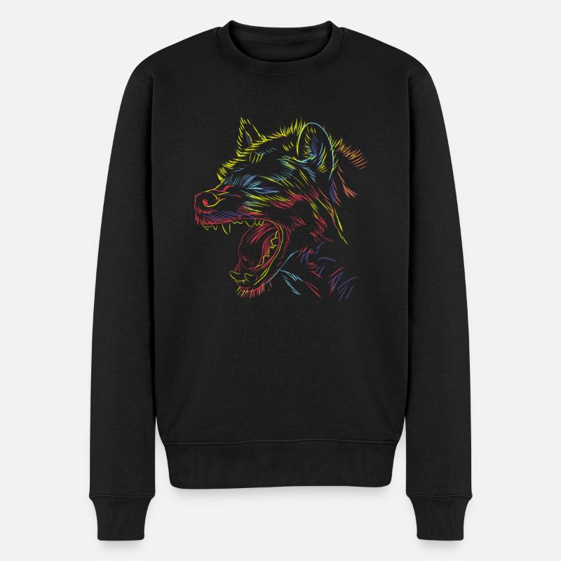Kritzelei Hyäne - Männer Premium Bio Pullover - Schwarz
