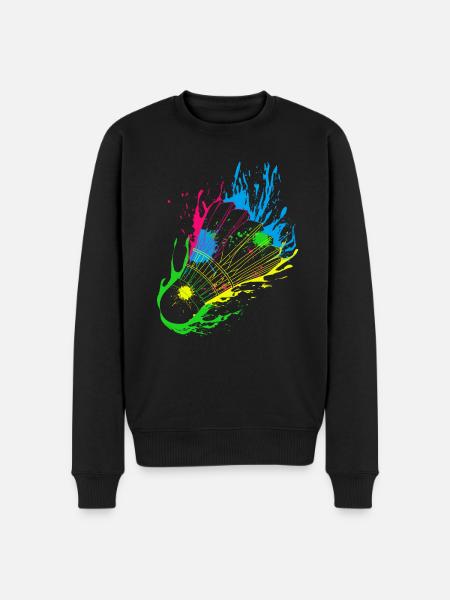 Badminton Splash Federball - Männer Premium Bio Pullover - Schwarz