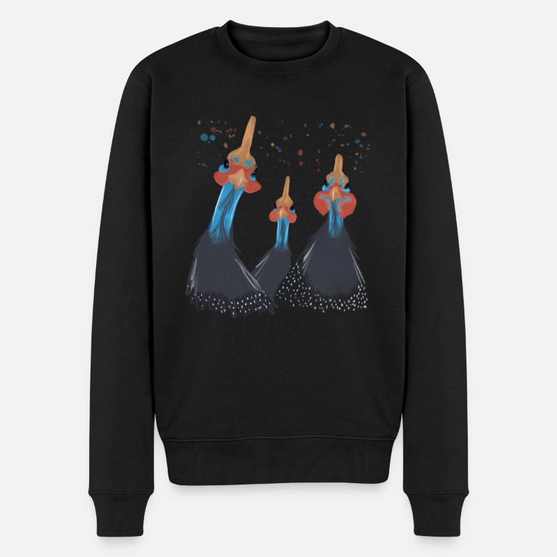 Trio Perlhühner - Männer Premium Bio Pullover - Schwarz