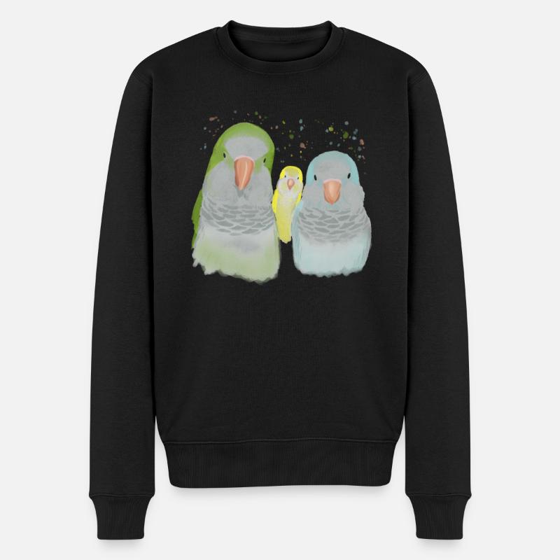 Familie Mönchssittiche - Männer Premium Bio Pullover - Schwarz