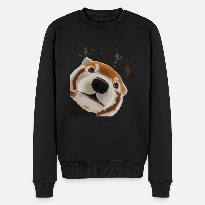 Panda rouge curieux - Pull Premium bio Homme - noir