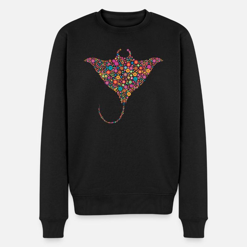 Fleurs Manta Raies Épines - Pull Premium bio Homme - noir