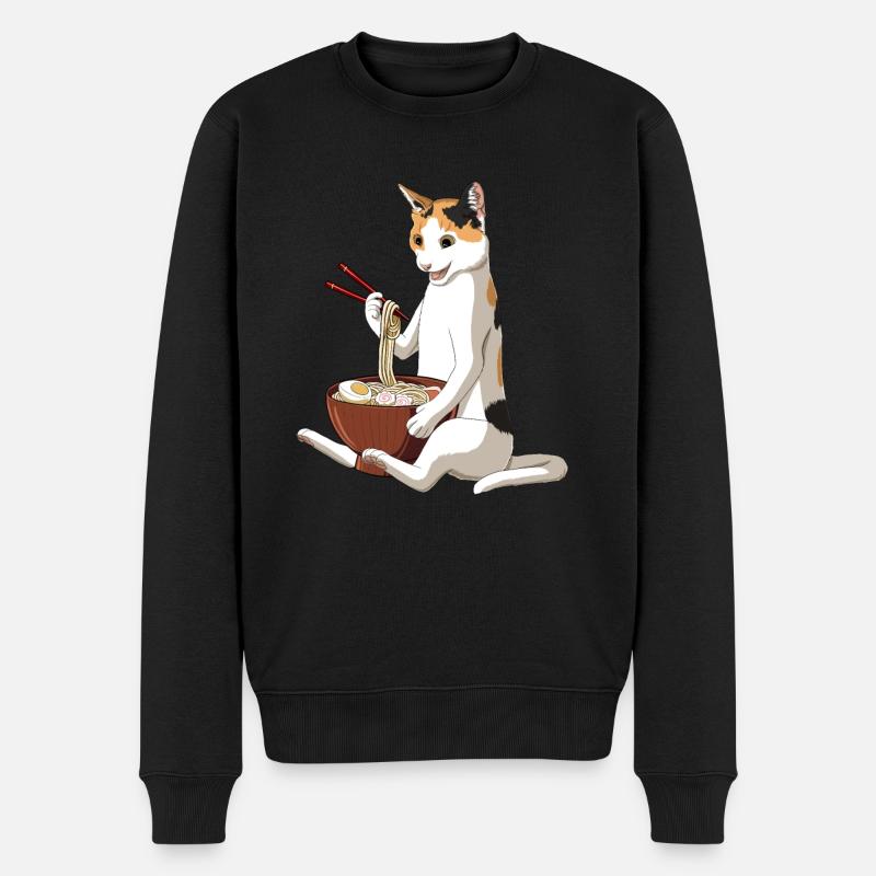 Pizza - Männer Premium Bio Pullover - Schwarz