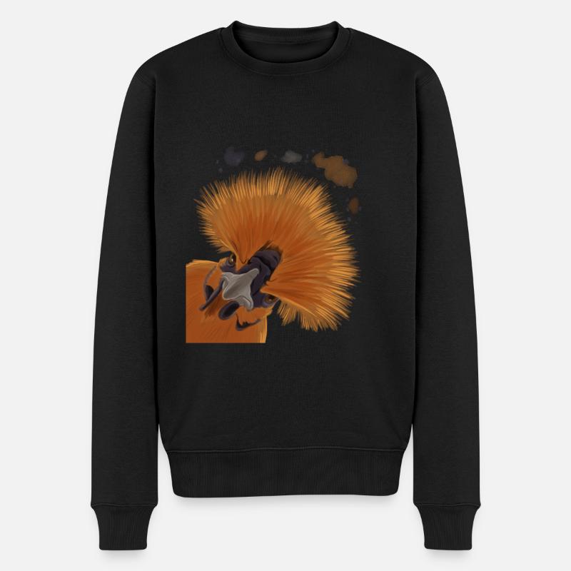 Neugieriges Seidenhuhn - Männer Premium Bio Pullover - Schwarz