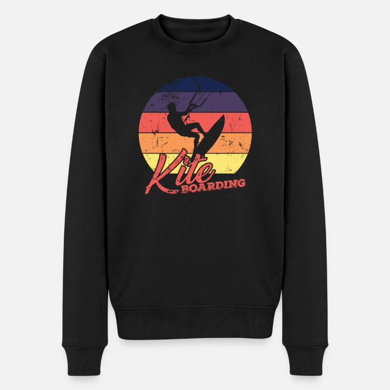 Kite Boarding im Wind - Männer Premium Bio Pullover - Schwarz