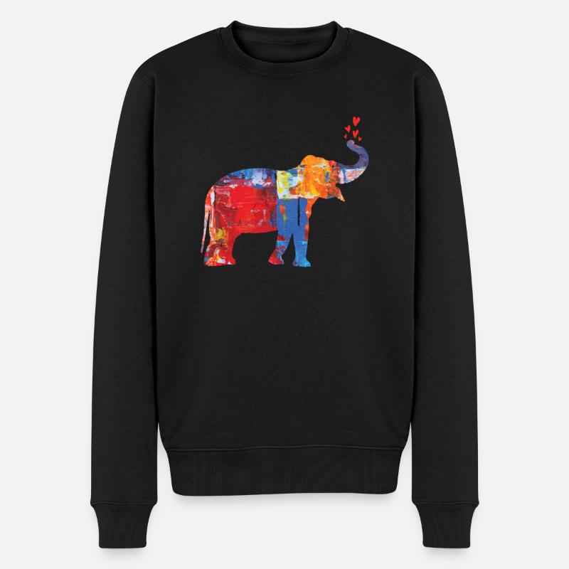 Éléphant Art comme toile - Pull Premium bio Homme - noir