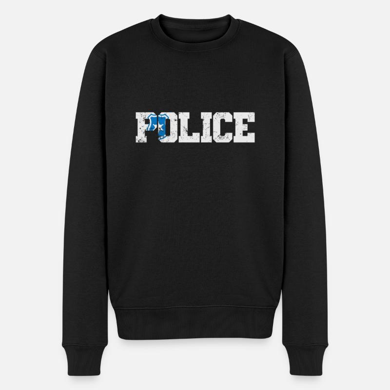 Polizeimarke Police - Männer Premium Bio Pullover - Schwarz