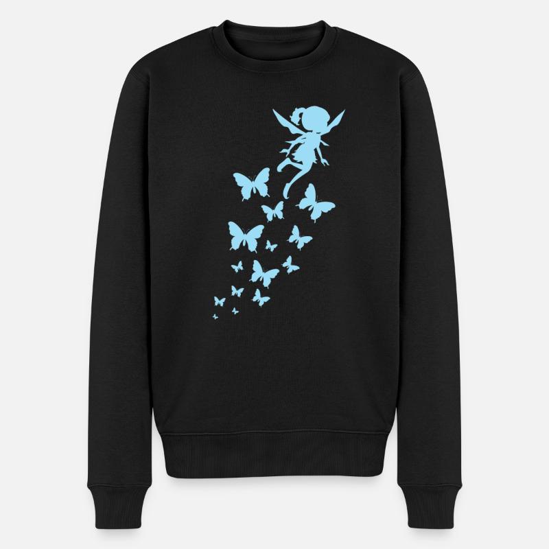 Fee fliegt mit Schmetterlingen - Männer Premium Bio Pullover - Schwarz