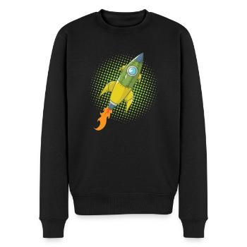 Rakete Comic Raumschiff Weltall Flugkörper - Männer Premium Bio Pullover - Schwarz - Vorne - Nico (187cm)