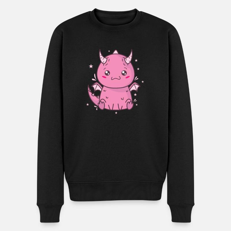 kleiner Baby Drache Fabelwesen Märchen - Männer Premium Bio Pullover - Schwarz