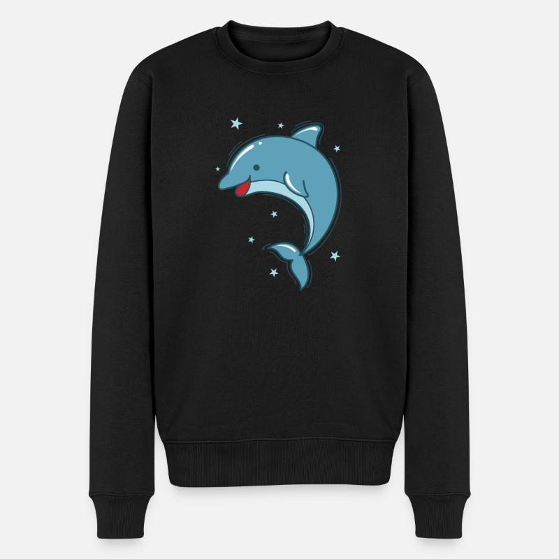 lustiger Delfin im Meer Meeressäuger - Männer Premium Bio Pullover - Schwarz