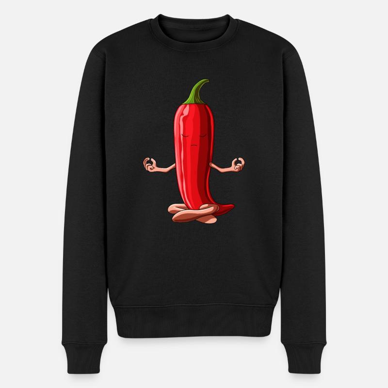 Lustiges Yoga Rote Chilischote Meditierende Chili - Männer Premium Bio Pullover - Schwarz