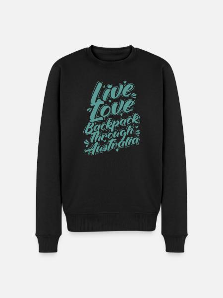 Live Love Backpack through Australia - Men's Premium Organic Jumper - black