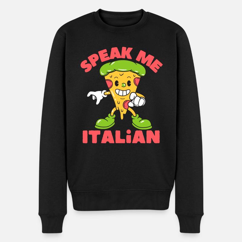 Sprich mir Italienisch - Männer Premium Bio Pullover - Schwarz