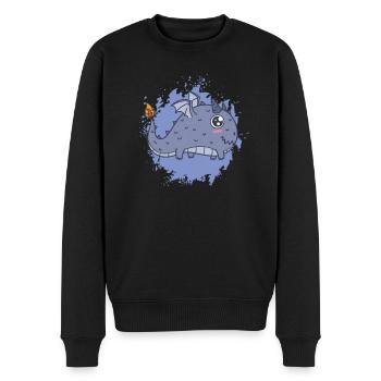 dicker Kawaii Drache Schweif brennt - Männer Premium Bio Pullover - Schwarz - Vorne - Nico (187cm)